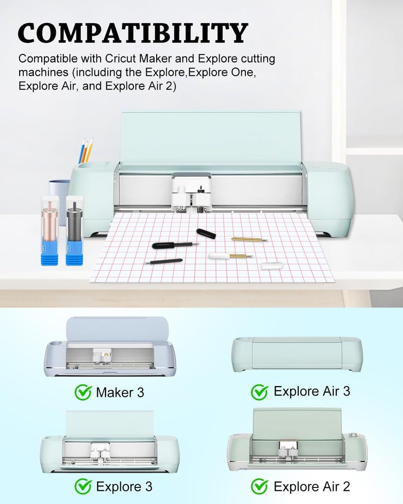 UCEC 10+10PCS Premium Fine Point Standard Blade & Deep Point Cutter Replacement Blades Compatible with Cricut Maker 4/Maker 3/Explore 4/Explore Air, Replacement Cutting Blade for Multiple Material - Image 5